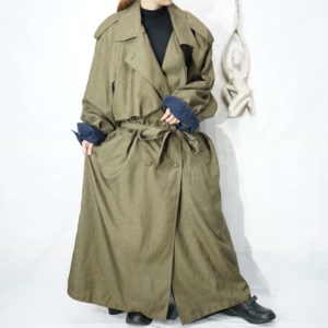 oversized brown khaki design yoke maxi long coat with lining *
