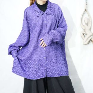 oversized glossy lavender purple shrink shirt *