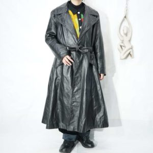 black leather western pocket coat *