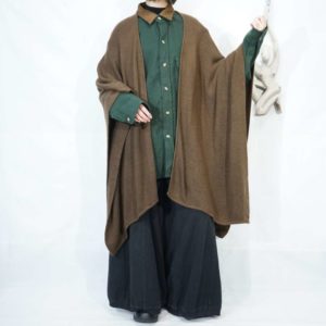 brown alpaca wool drape poncho cape *