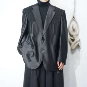 black switching design western tailored jacket *