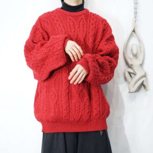 oversized red fisherman wide knit *