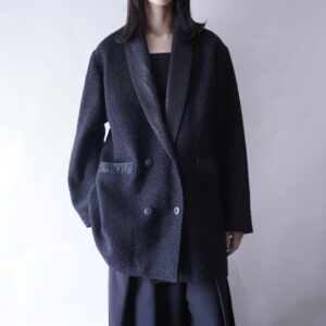 black & white nep mix leather switching easy jacket