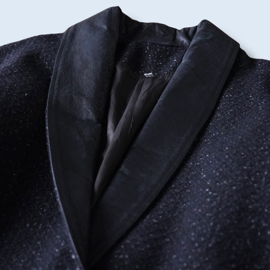 black & white nep mix leather switching easy jacket