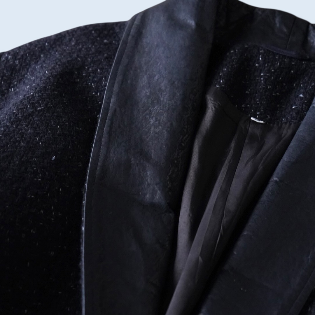 black & white nep mix leather switching easy jacket