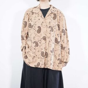retro elegant paisley pattern open-collar shirt