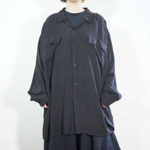 oversized drape & drape black silk shirt