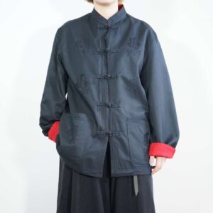 black × red reversible embroidery design CHINA shirt jacket