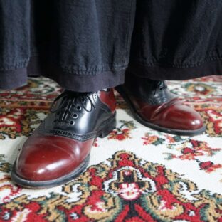 black × brown bi-color leather dress shoes