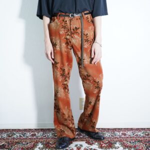 autumn motif pattern flare pants