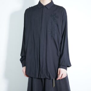 black × black embroidery design viscose shirt