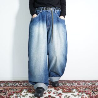 oversized fade indigo blue super wide baggy pants
