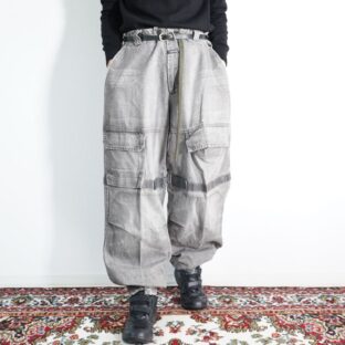 【MARITHE FRANCOIS GIRBAUD】fade gray × gray velcro gimmick denim pants