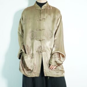 glossy beige terotero drape CHINA shirt