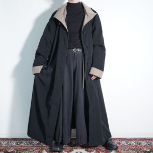 oversized black × beige maxi long coat