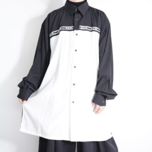 oversized black × white embroidery design shirt