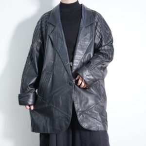 oversized gimmick design leather jacket