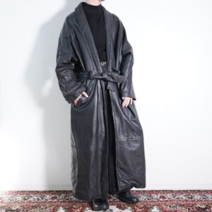 mochimochi leather maxi long gown coat