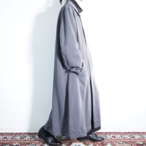 drape silhouette chacoal gray maxi long balmacaan coat