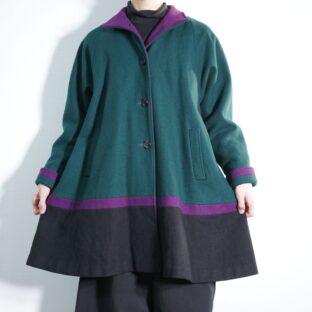 green × purple × black switching coat