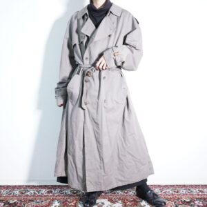 oversized glossy green pattern lining graige maxi long trench coat