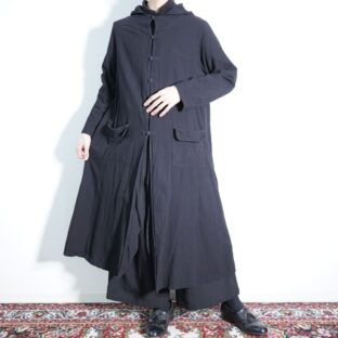 mode black maxi long CHINA shirt coat