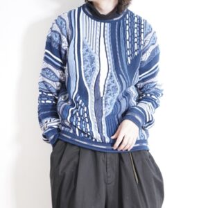 blue × white beautiful 3D knit