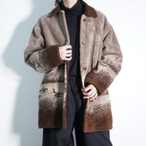oversized brown fleece × animal fleece reversible jacket