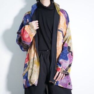 oversized dye pattern reversible rayon jacket
