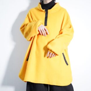 monster oversized yellow fleece half zip pullover