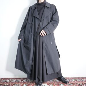 chacoal gray black loose maxi long trench coat