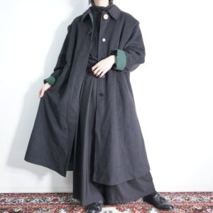 black × green special Tyrolean maxi long coat