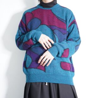 beautiful blue & multi color art knit
