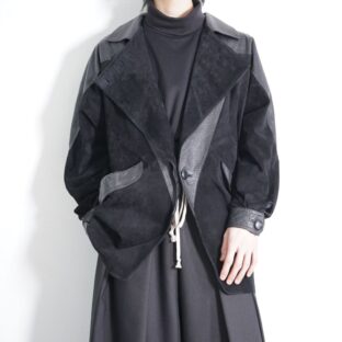 embossed python pattern leather × black suede jacket