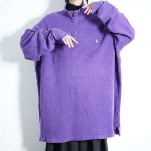 【RalphLauren】4XLT monster oversized purple half zip sweat