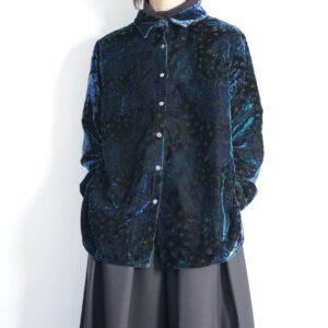 oversized beautiful blue green special velours shirt