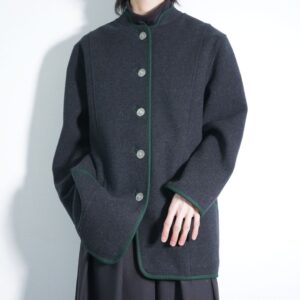 black × green minimal design Tyrolean jacket