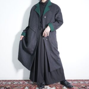 black × green special maxi long Tyrolean coat