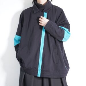 black × turquoise blue gimmick switching jacket