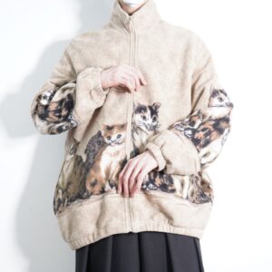 cute cats graphic design fleece jacket