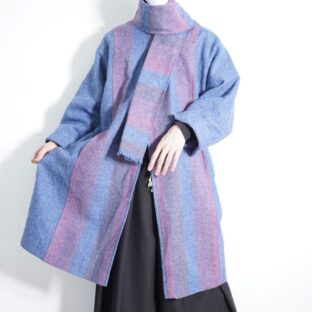 beautiful gradation purple stall design wool coat