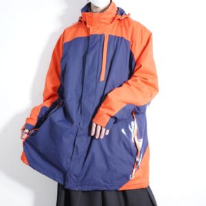 【KING SIZE】oversized orange × navy switching mountain jacket with quilting lining