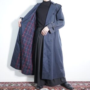 【Burberrys'】black navy trench coat with nova check lining MADE IN ENGLAND