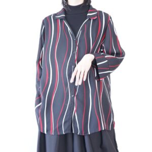 black base multi stripe half sleeve see-through shirt