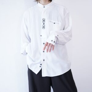 white × black embroidery shirt