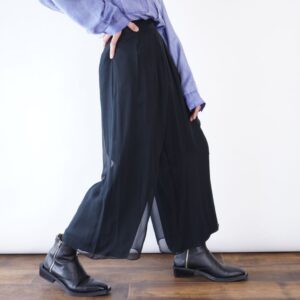 drape & drape wide silhouette see-through layer wide slacks