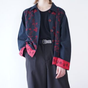 black × red embroidery & bijou design jacket