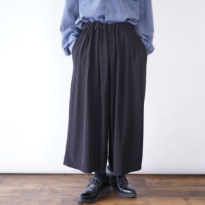 mode black drape silhouette super wide hakama pants
