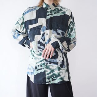DEAD STOCK GOOUCH spesial glossy pattern silk shirt
