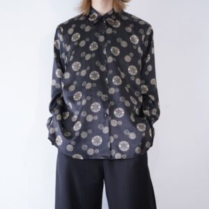 black × gold CHINA pattern glossy shirt